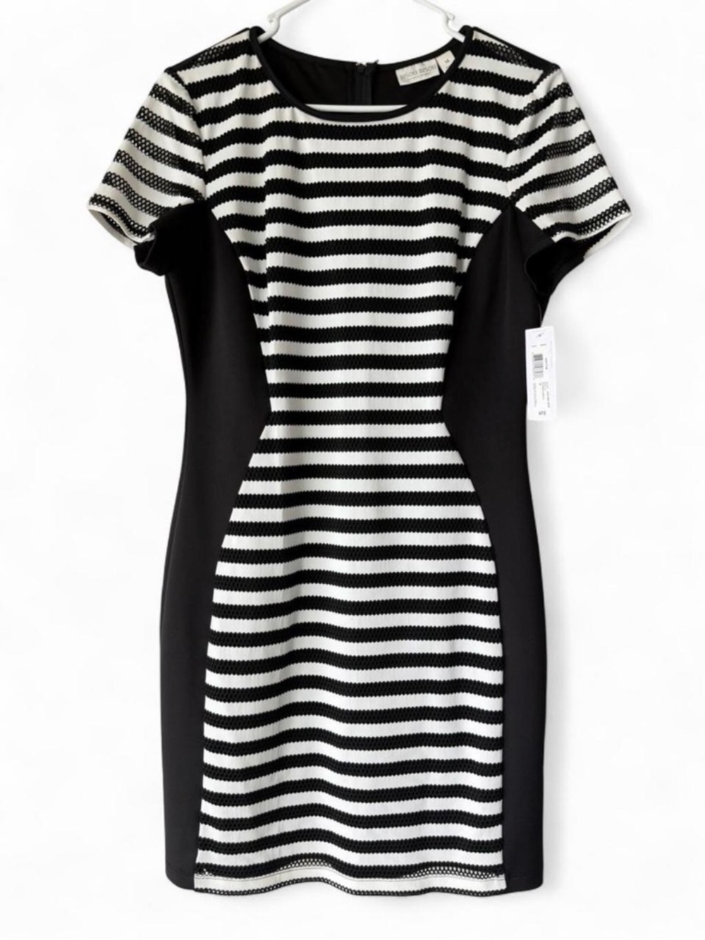 Bisou Bisou Black & White Striped Sheath Dress